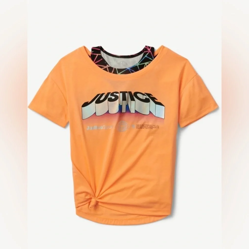 Justice Orange Tie Front T-Shirt 2 Piece 🧡